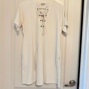 Umgee Cream Tie Front Midi Dress